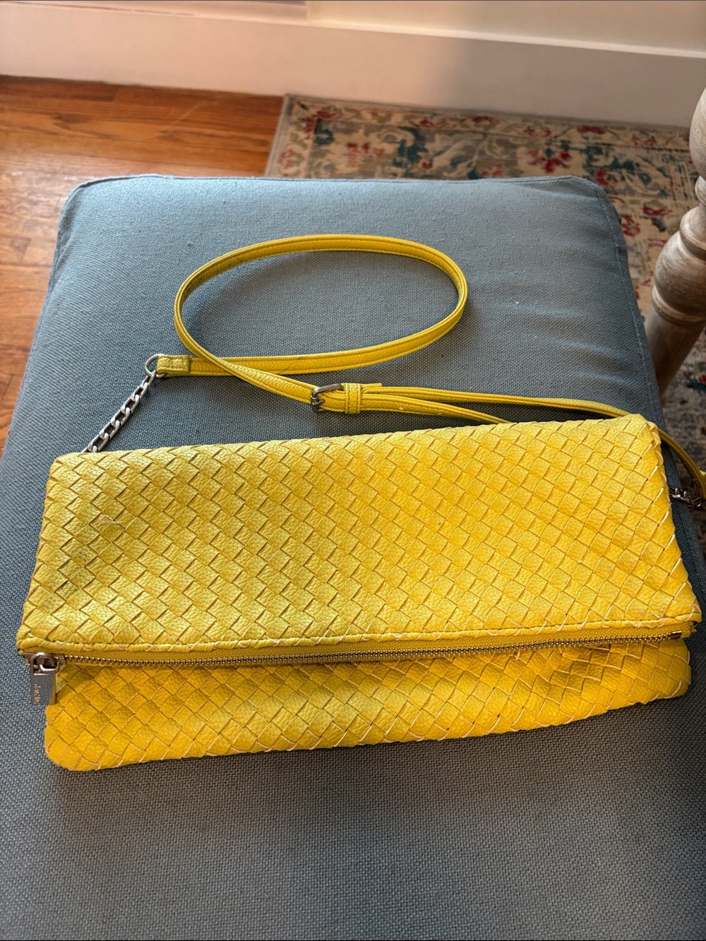 Chartreuse Dear Jax Woven Leather Crossbody Clutch